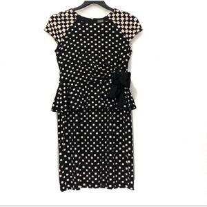 Taylor Checkered Contrast Peplum Dress Size 4